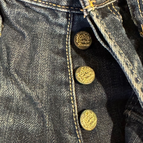 Ed Hardy Jeans Button Fly Flap Back Pockets Dark Rinse Denim Y2K 30 x 34 Baggy - Picture 5 of 14